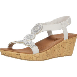 Босоніжки жіночі Skechers Beverlee Date Glam бежеві на танкетці, 37 EU
