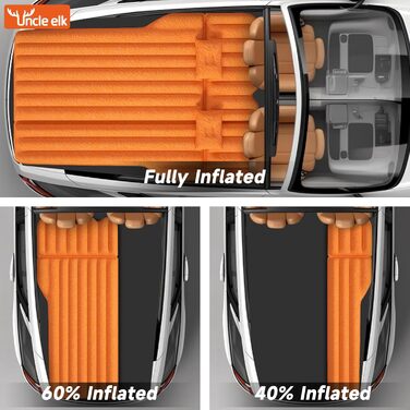 Automatic Inflatable Air Mattress for SUV - Flocked Surface, 2-Pillow Air Bed for Car Trunk, Travel, Camping & Home Use (Orange, 183x124x10 cm)