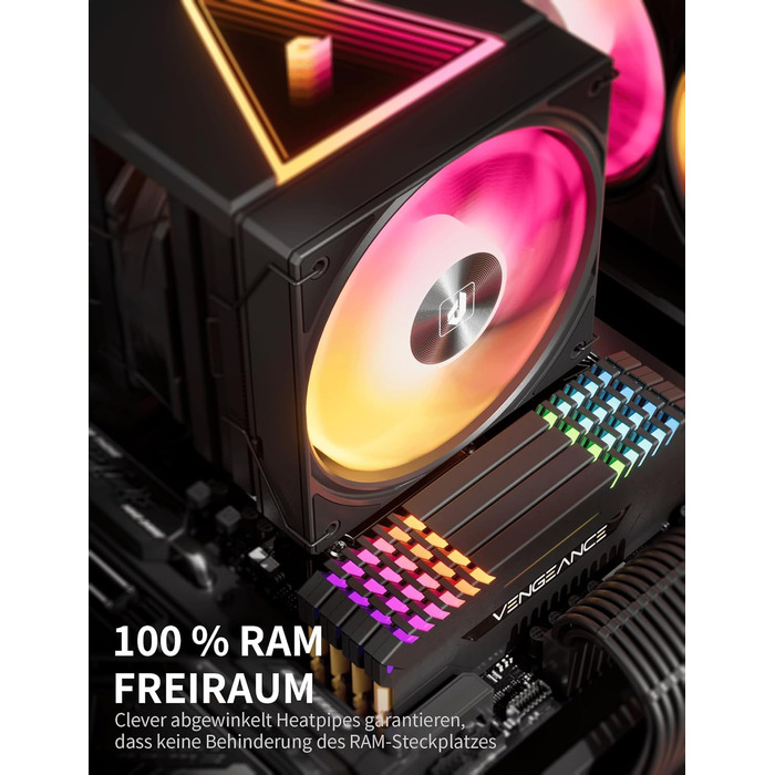 upHere UE2 Elite KC8C: Потужний кулер CPU з ARGB підсвічуванням (120мм, 8 heatpipes, 280W) для AM5/AM4/AM3, Intel 1851/1700/115x/1200