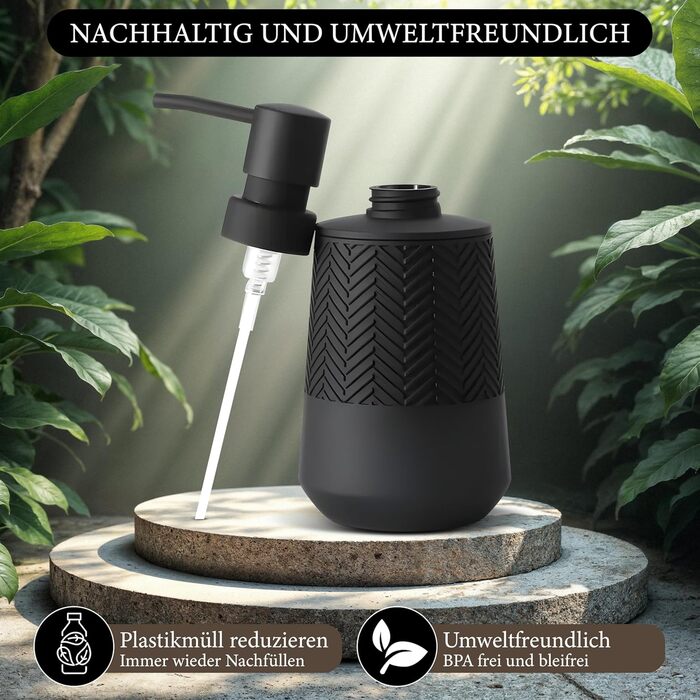 Дозатор мила та мийного засобу чорного кольору, 280 мл, для кухні