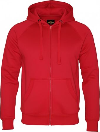 Світшот ROCK-IT з капюшоном Slim Fit для чоловіків, теплий худі на блискавці, ровненький, з флісовою підкладкою, [S-3XL], чорний, червоний, зелений, темно-синій, темно-сірий, сірий (XXL, червоний)