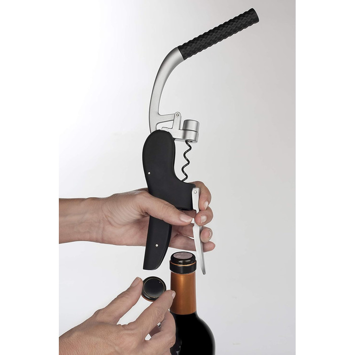 Arcos Wine Opener - Black & Gray Ergonomic Corkscrew with ABS & Zinc Alloy Handle