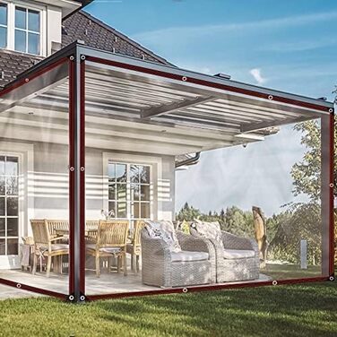Waterproof Transparent Tarp with Eyelets, Transparent Tarp for Outdoors, Tent Transparent Tarps Garden, Tent Tarp Cover, Weatherproof Tarp for Folding (3x6m)