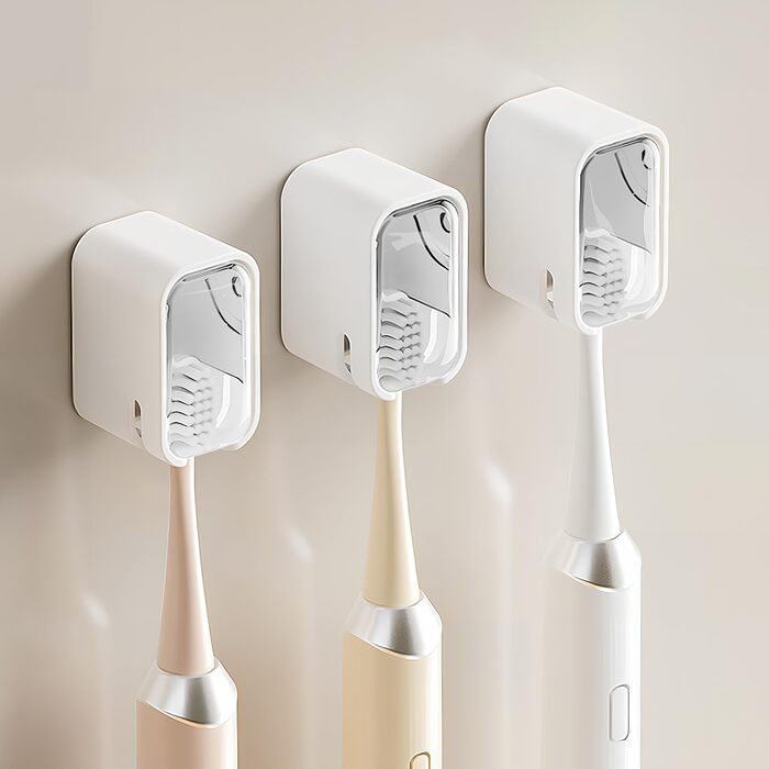 Настінний тримач для зубних щіток, для ванної кімнати, міцний самоклеючий органайзер, 2 шт сірого кольору, 2 шт прозорі