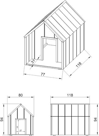 Будка для собак Outdoor маленьких порід – дерев'яна будка для собак, водостійкий дах 76 x 99 x H80 см, розмір S, Timbela M401-1 розмір M, 76x99xH80cm, натуральне дерево (розмір L, 80x118xH94cm, LP SmartSide дерев'яні панелі)