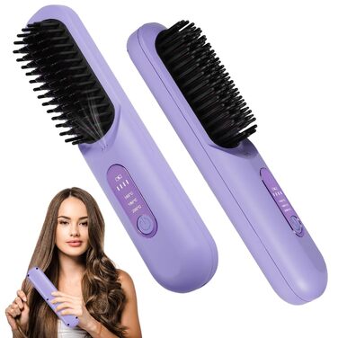 Бездротова випрямляч для волосся LOPHE з LED-дисплеєм, білий (фіолетовий тип-b)