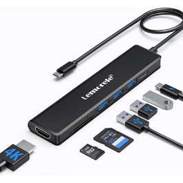 Lemorele Док-станція USB C хаб 11 в 1: 2*HDMI 4K, 3 USB 3.0/2.0, VGA, PD 100W, Audio, SD/TF, для Windows, MacBook, Dell, HP, Lenovo, Surface