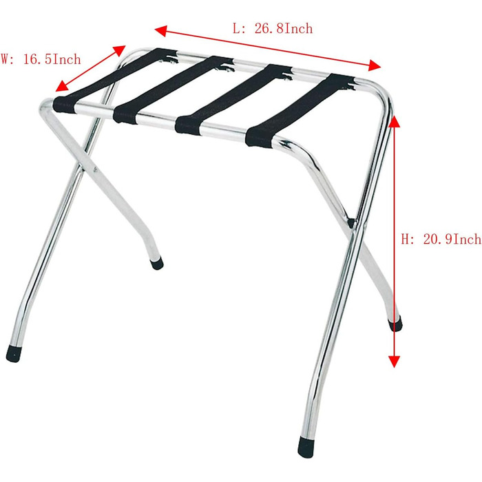 Amenities Trunk Folding Chrome Stainless Steel Suitcase Shelf Luggage Rack without Backrest (2-Pack)