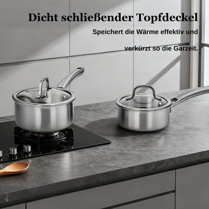 Набір каструль LeadZM з керамічним покриттям (22 шт.) для індукційних плит, сумісний з усіма плитами, без PFOA/PFOS (Бежевий) + Набір з 11 предметів з нержавіючої сталі (Сріблястий)