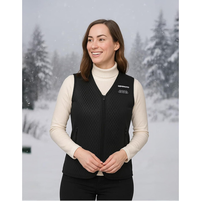 Обогревна жилетка KEMIMOTO для жінок, 6 нагрівальних зон, 3 рівні нагріву, USB, для мотоцикла, активного відпочинку, кемпінгу, катання на лижах, піших прогулянок (без акумулятора, XL)