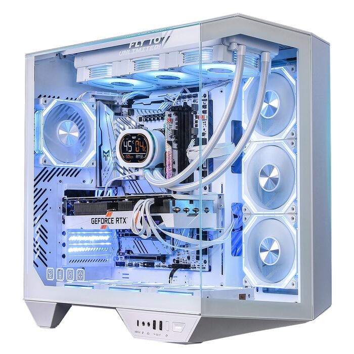 darkFlash DY470: Корпус для ігрового ПК Full-Tower ATX з 4 PWM-ARGB вентиляторами, сумісний з RTX 40, білий