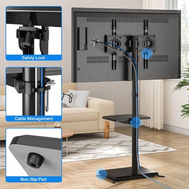 Стійка для телевізора 5Rcom з кронштейном 32-60 дюймів до 40 кг, чорна, VESA 400x400 мм