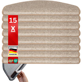 Килимок на сходи ETM Original, 15 штук, 20 кольорів, 20 моделей, бежевий, 65 x 23,5 см