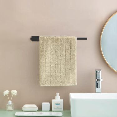 Тримач для рушників Ibergrif M34453A без свердління, 39 см, нержавіюча сталь 304, самоклеючий, чорний