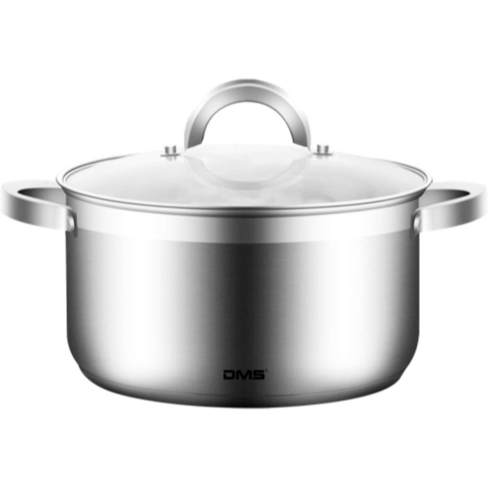 DMS 11-Piece Cookware Set made of high-quality stainless steel | Induction | Coated Cookware Set | Cookware | High-Quality Kitchen Set | Easy to Clean | Saucepan with Handle | Glass Lid TSE2011C