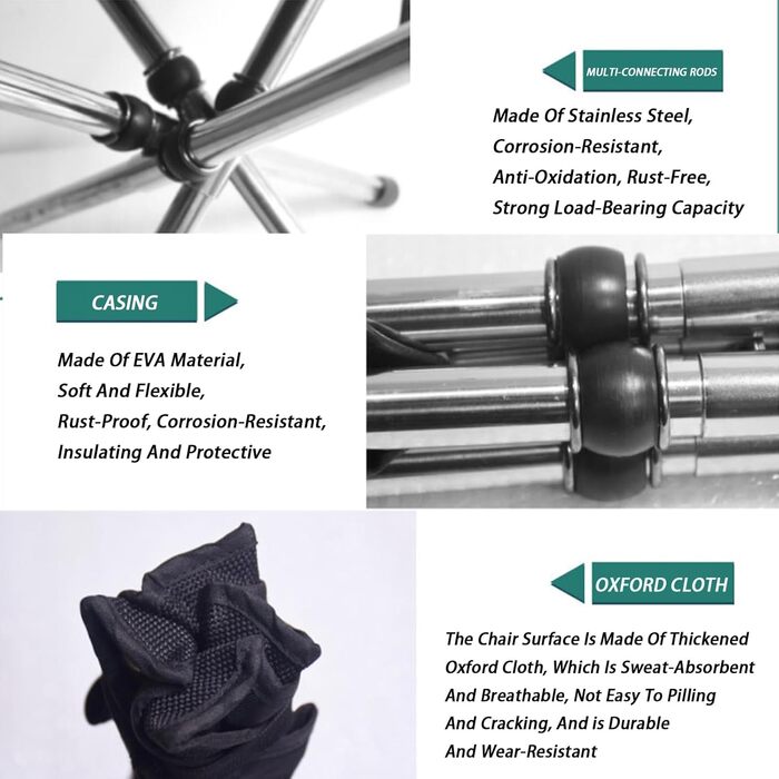 Зручний складаний стілець для кемпінгу та відпочинку на природі (Khaki 33см, Чорний 32см)