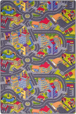 Дитячий килим Snapstyle для ігор, 3D місто, прямокутний 133x133 см, зносостійкий та простий у догляді для дитячої кімнати