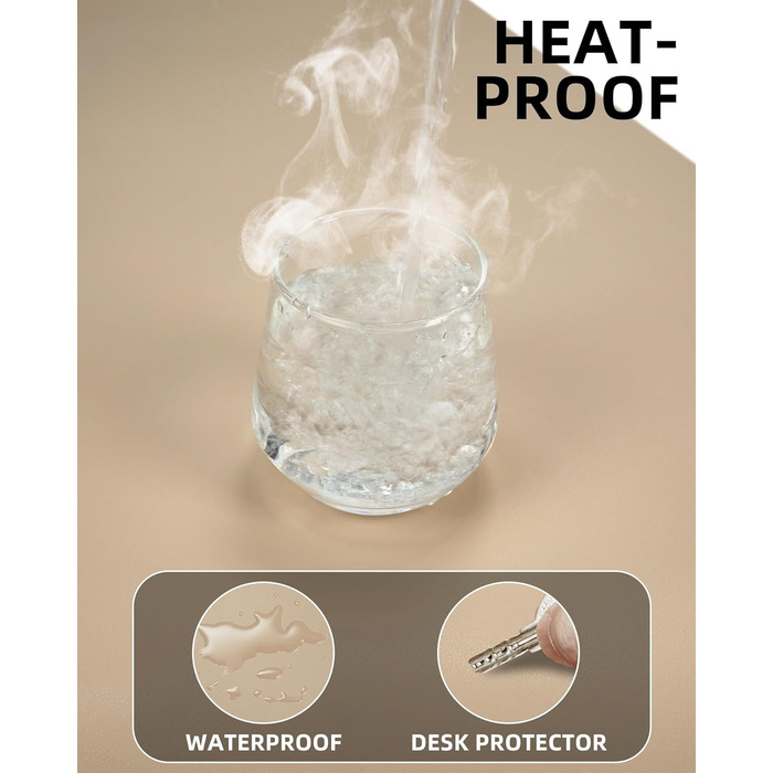 Підкладка на стіл для миші та ноутбука зі шкіри, бежева 90x43 см - захист столу для офісу та дому