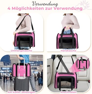 Транспортна сумка для кота/собаки до 5 кг, рожева, 43x28x28 см