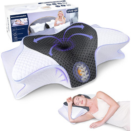 Ортопедична подушка для сну SAHEYER, ергономічна memory foam для бокового сну, підтримка шиї, 60x35,5x10/13 см, з чохлом
