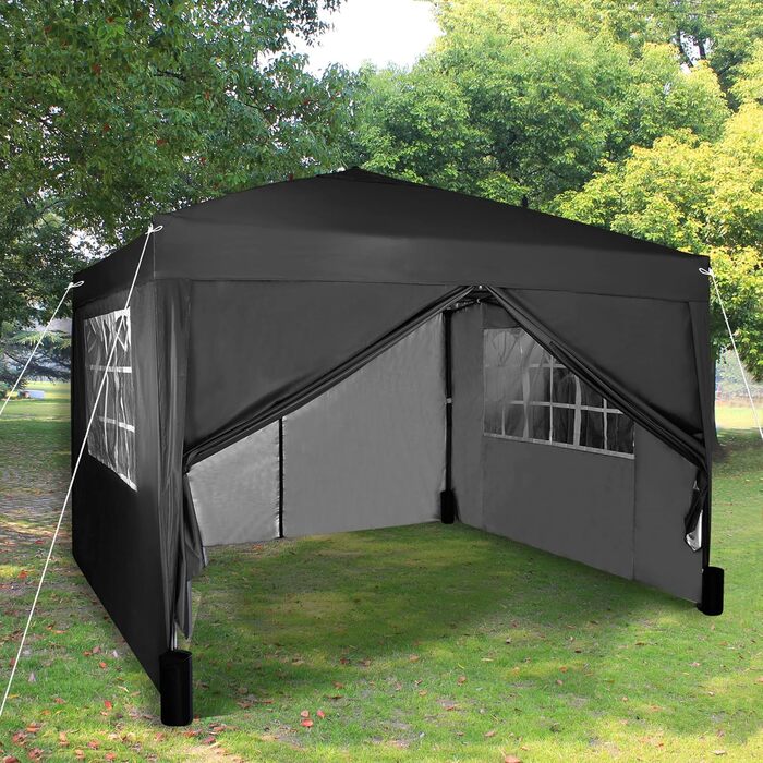 Pavilion with silver protective coating, waterproof, 3 x 3 m, White (Black)