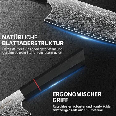 Ніж кухонний японський Kiritsuke Damast Plys 20 см, сталь VG10, 67 шарів, рукоятка G10, подарункова коробка