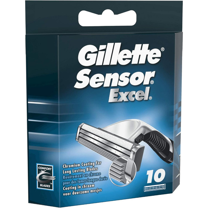 Смінні леза для чоловічих бритв Gillette Sensor Excel, 10 шт (набори по 3 шт), оригінальні