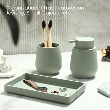 Сучасний набір для ванної кімнати AJEUNGAIN сірого кольору: мильниця, стакан для зубної пасти, піднос. Організатор для ванної кімнати (сірий). 3 предмети