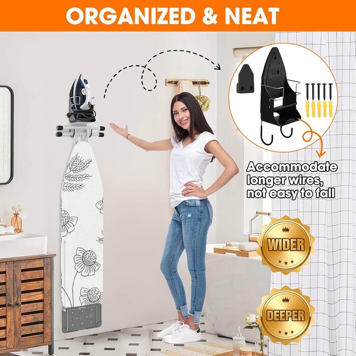 Підставка для праски, кріплення для гладильної дошки, чорна, для дому, ванної кімнати та пральні, електрична, до 13,7 см