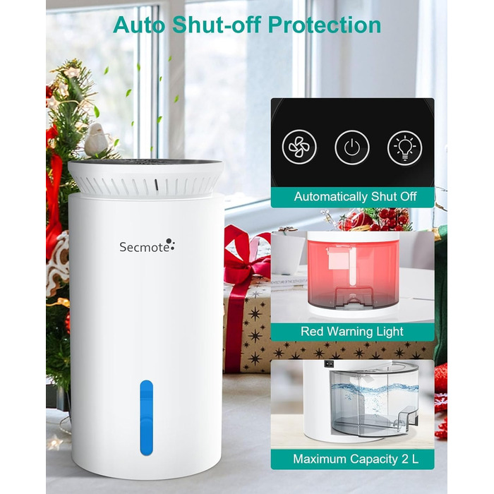 Електричний осушувач повітря 2000 мл, тихий осушувач для дому та офісу, проти вологи, 50㎡ (білий)