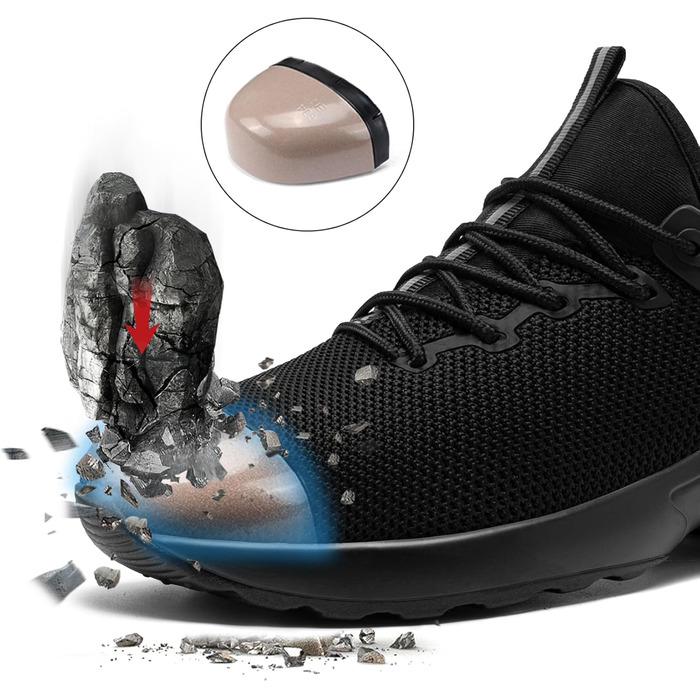 Чоловічі робочі черевики LARNMERN: водонепроникні, зручні, з металевим підноском, slip-on, чорні, 44 EU