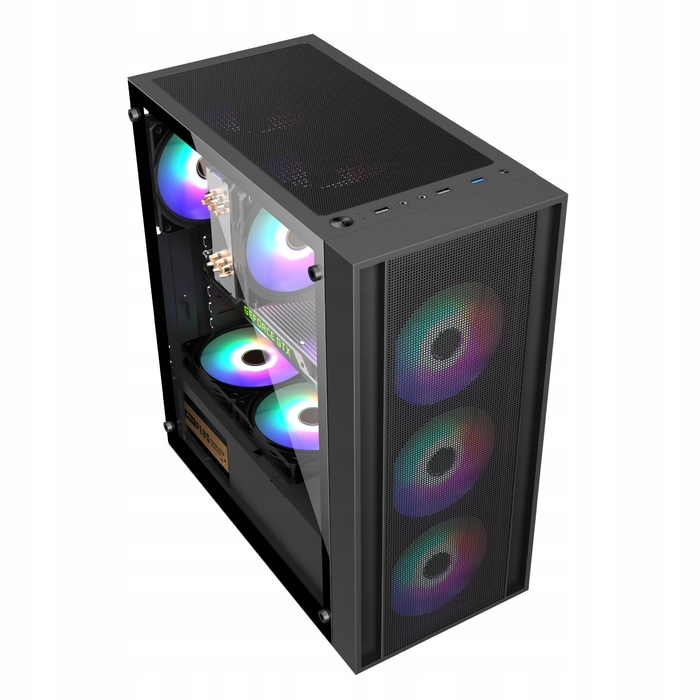 Корпус Midi Tower ROCC01, 4x ARGB вентилятори + контролер, чорний