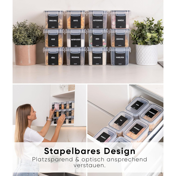 Набір контейнерів для зберігання Deco haus® 24 шт. з кришкою, герметичні - для кухні, паста, мюслі, борошно