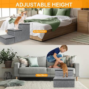 Сходинка для собак Petizer: складана, регульована висота, з коробкою для зберігання, для маленьких собак, кошенят та цуценят