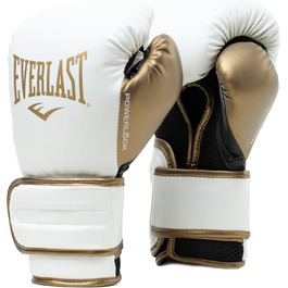 Боксерські рукавички Everlast Powerlock 2R, 10oz, для спарингу та тренування, з підтримкою зап'ястя, білий/золотий, оригінальна екіпіровка Everlast
