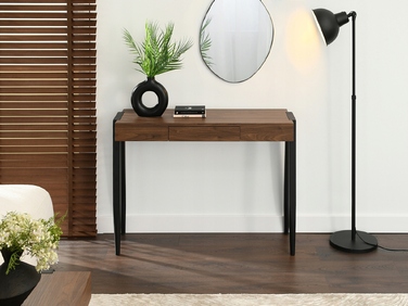 Консольний столик Mebel-Partner, чорний/горіх, напівглянцевий, 105 x 75 x 35 см