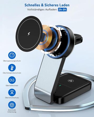 3-в-1 Станція Бездротової Зарядки: iPhone, Apple Watch, AirPods (Біла/Чорна)