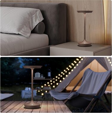 Бездротова LED-лампа для кемпінгу та дому: перезарядна настільна лампа з датчиком дотику, 3 кольори, IP54, 6000mAh (2 шт.)