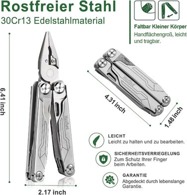 Мультитул NexTool Muiltool 19 в 1: мультифункціональний інструмент з плоскогубцями, ножем, викрутками, ножицями, сталь, для кемпінгу, подарунок для чоловіків