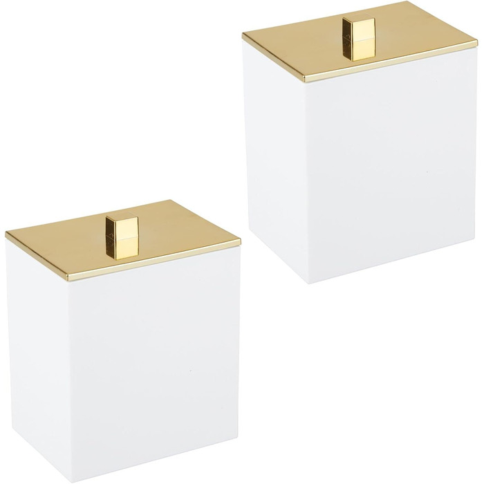 Набір ватних дисків та контейнер для ватних паличок mDesign - сучасне скло для зберігання з кришкою, аксесуар для ванної кімнати, пластик, прозорий/рожеве золото