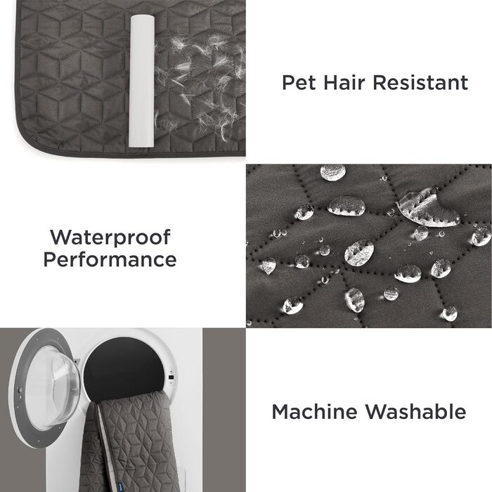 Водонепроникний плед для собак Bedsure, 76 x 182 см, антиковзаюча підкладка, м'який, зносостійкий, для захисту диванів та ліжок (Dunkelgrau)