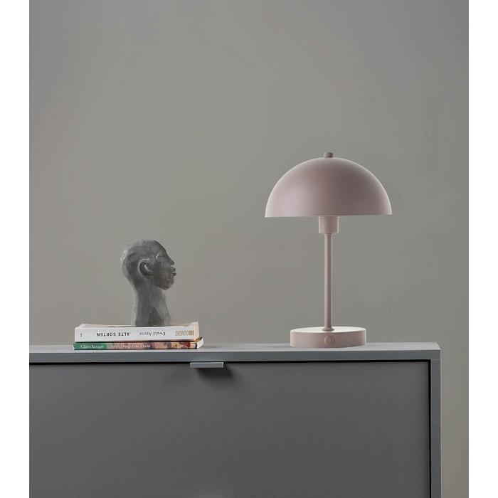 LED настільна лампа Mokebo® 'Leuchtturm' – бездротова, акумуляторна, диммер, USB-C, ретро, металева, тепле світло (Taupe)