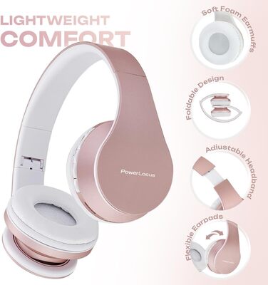 Бездротові навушники PowerLocus Over Ear Bluetooth з мікрофоном (Rose Gold)