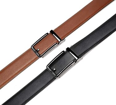 Чоловічий шкіряний ремінь CHAOREN 2 шт. чорного та коричневого кольорів – автоматичний ремінь з подарунковою коробкою. Стильний дизайн для будь-якого випадку та вбрання. Розмір 90-100 см (загальна довжина 115 см) та 100-110 см (загальна довжина 125 см)