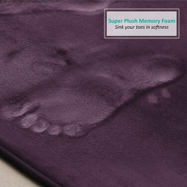 Килимок для ванної кімнати Clara Clark з Memory Foam, антиковзаючий, велюровий, темно-фіолетовий, 17x24 + 20x32 см