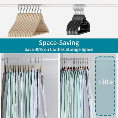 20 шт. Плечі для одягу з неслизьким покриттям, обертаються на 360°, товщина 0,5 см, довжина 42 см, для пальто, суконь, сорочок, APY03G (Чорний + Срібло)