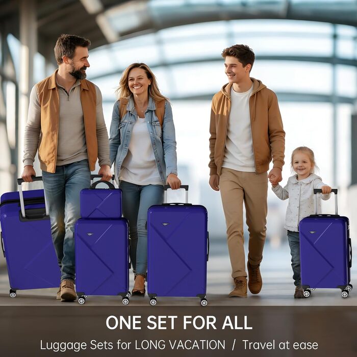 Набір валіз Ystyle Kofferset 5 шт: 12', 18', 20', 24', 28' + косметичка, ABS, 360° колеса, TSA-замок, для подорожей, круїзів, навчання за кордоном, м'ятно-зелений