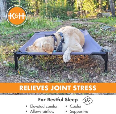 K&H Pet Products Elevated Outdoor Dog Bed, Breathable, Cooling, Elevated Cot Bed, Hammock for Large Dogs, Washable Mesh Cover, Elevated Metal Frame, Foldable