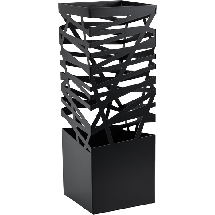 Dönges Maxi Metal Umbrella Stand with Drip Tray & Hooks - Space-Saving, Elegant Black - Ideal for Entryway & Foyer Decoration