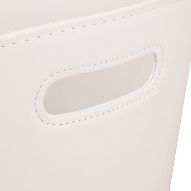 Relaxdays Cream White Wooden Basket with Faux Leather